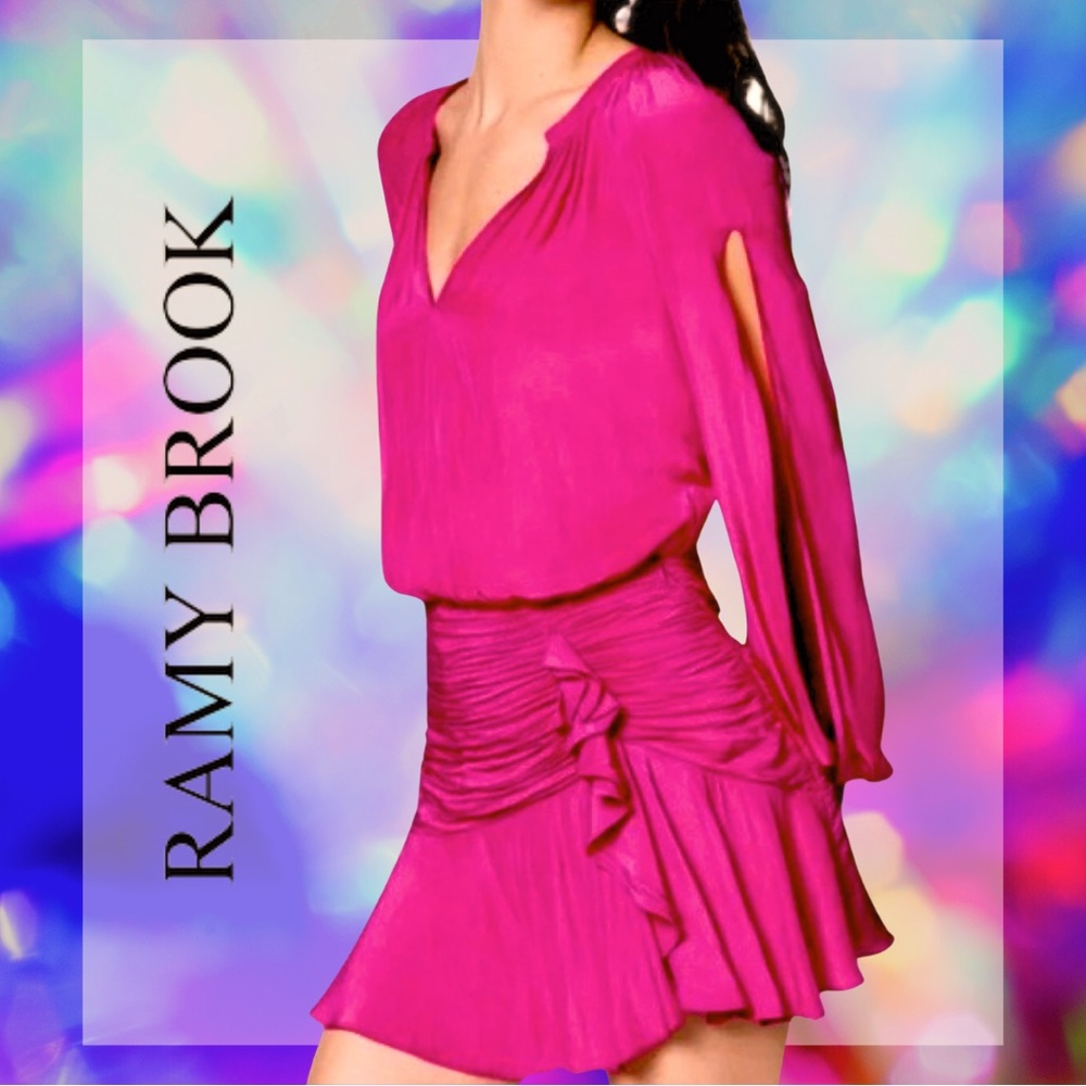RAMY BROOK Becca Ruched Long Sleeve Mini Dress